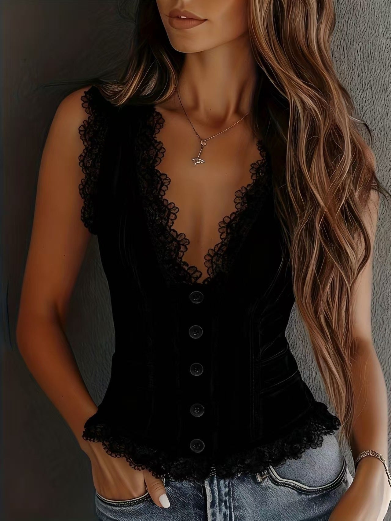 Women's Western Cowboy-Style V-Neck Sassy Vest