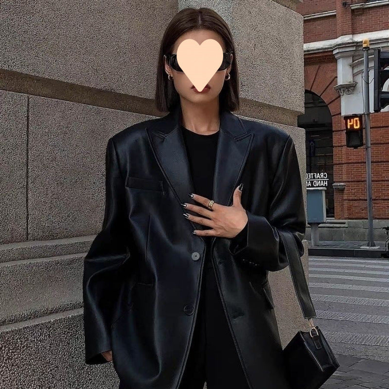 Spring And Autumn Suit Women's Leather Coat