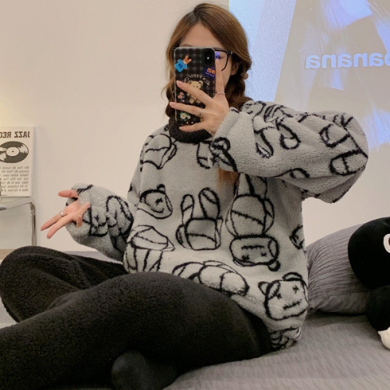 Winter Pajamas Flannel Thickened Long-sleeved Homewear