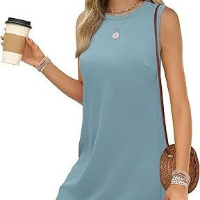 Women's Solid-color Sleeveless Casual Tank Dress