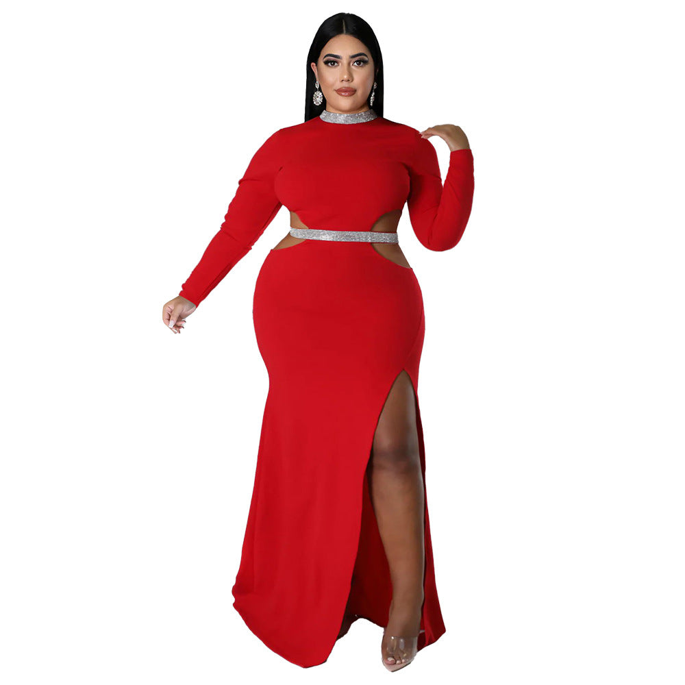 Women's Solid Color Casual Sexy Midriff-baring Slit Dress