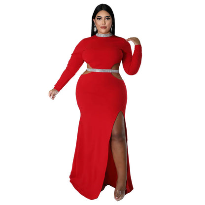 Women's Solid Color Casual Sexy Midriff-baring Slit Dress