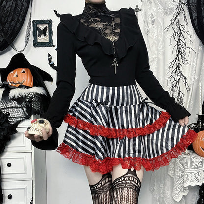 Retro Style Ruffled Collar Long-sleeved Top