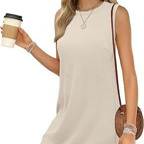 Women's Solid-color Sleeveless Casual Tank Dress