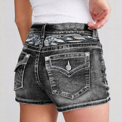 Women's Slim-fit Embroidered Fashion Denim Shorts