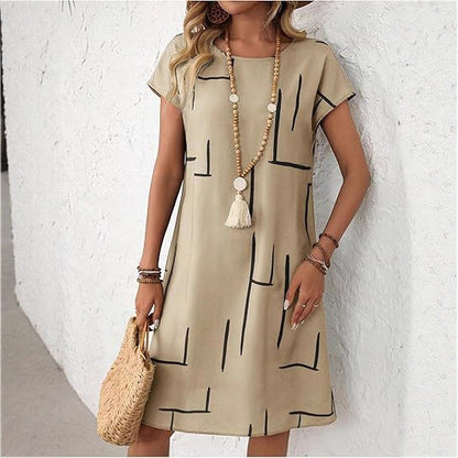 Women's Short-sleeve Crew-neck Casual Graffiti Dress
