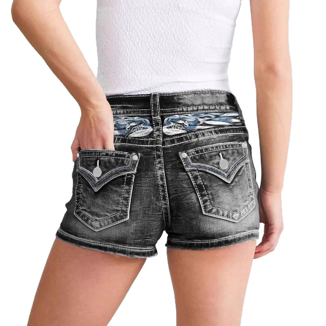 Women's Slim-fit Embroidered Fashion Denim Shorts