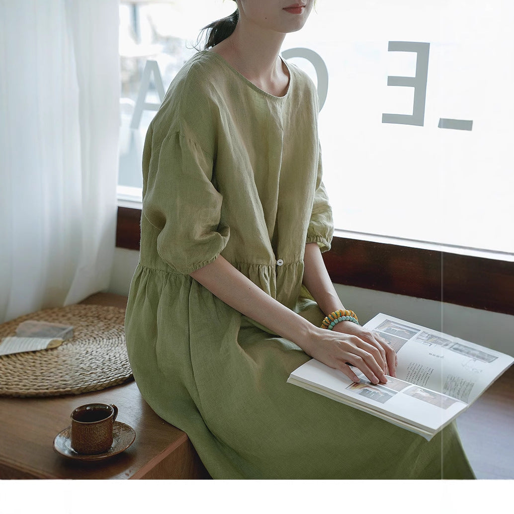 Women's Solid-Color Loose Casual All-Match Long Dress