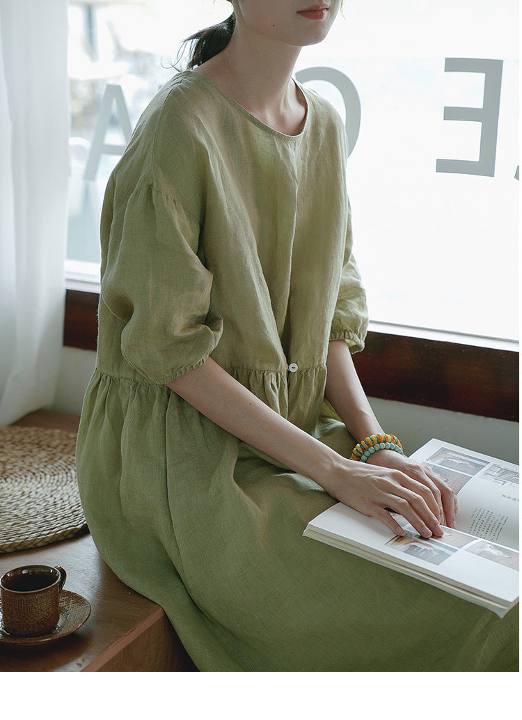 Women's Solid-Color Loose Casual All-Match Long Dress