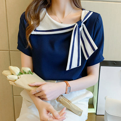 Niche Sweet Bow Chiffon Top