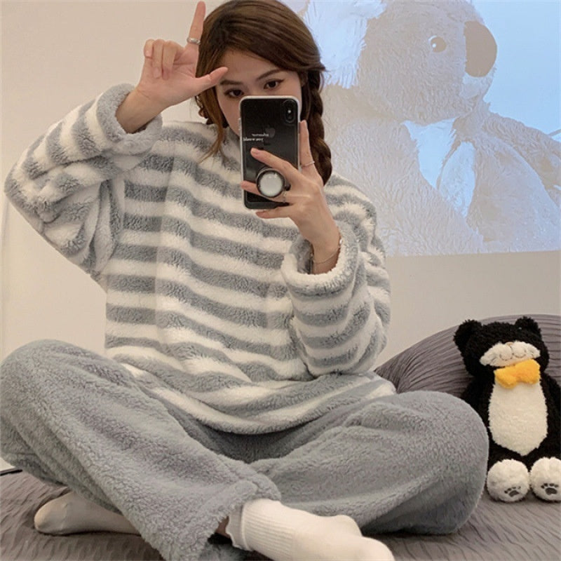 Winter Pajamas Flannel Thickened Long-sleeved Homewear