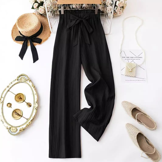 Women's Solid Color Belt Casual Pants