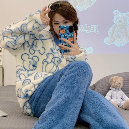 Winter Pajamas Flannel Thickened Long-sleeved Homewear