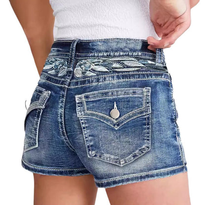Women's Slim-fit Embroidered Fashion Denim Shorts