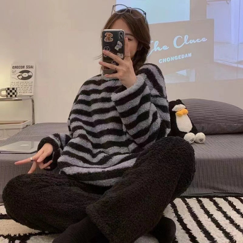 Winter Pajamas Flannel Thickened Long-sleeved Homewear