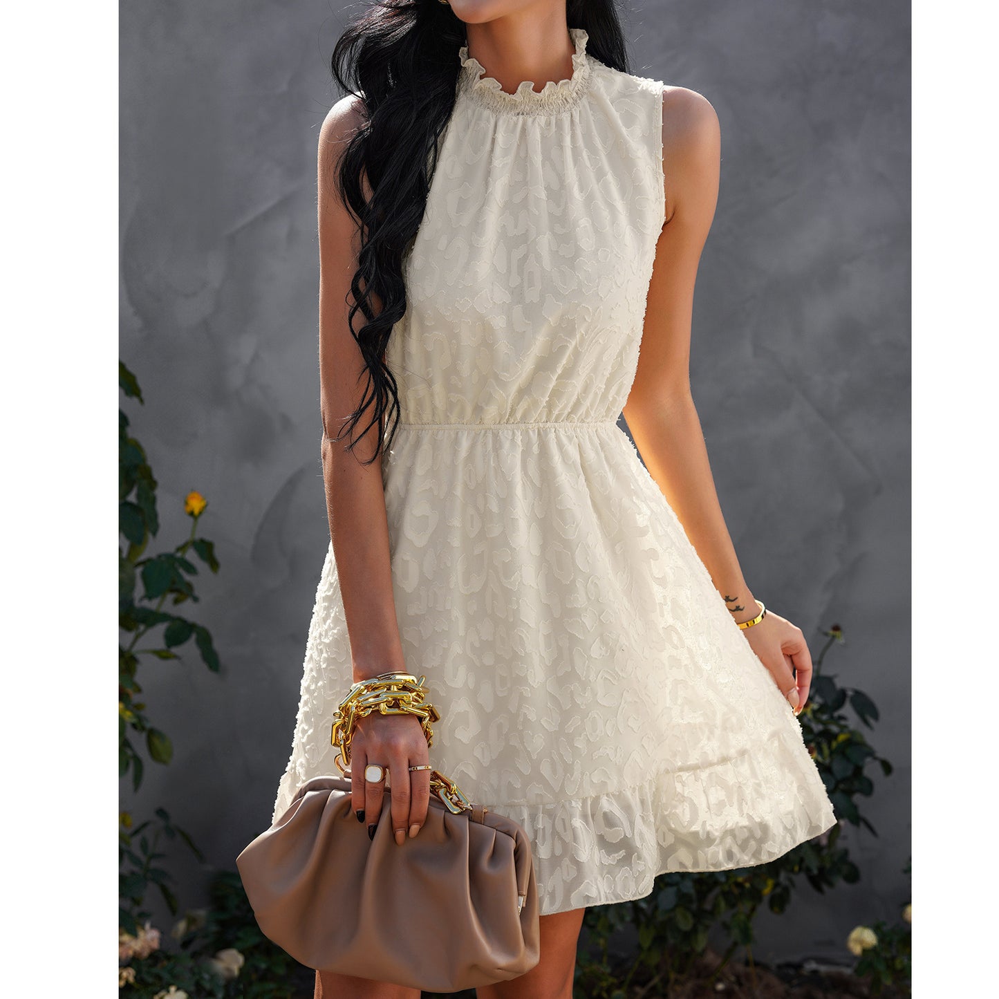 Women's Casual Chiffon Lace Jacquard Dress